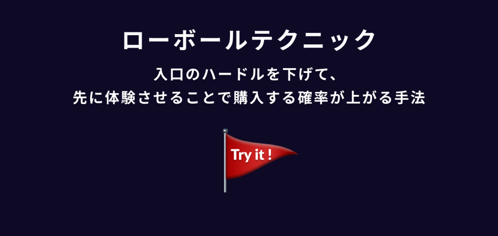 心理学のユーザー行動を活用したUI/UXテクニック　初回のハードルを下げる|ローボールテクニック