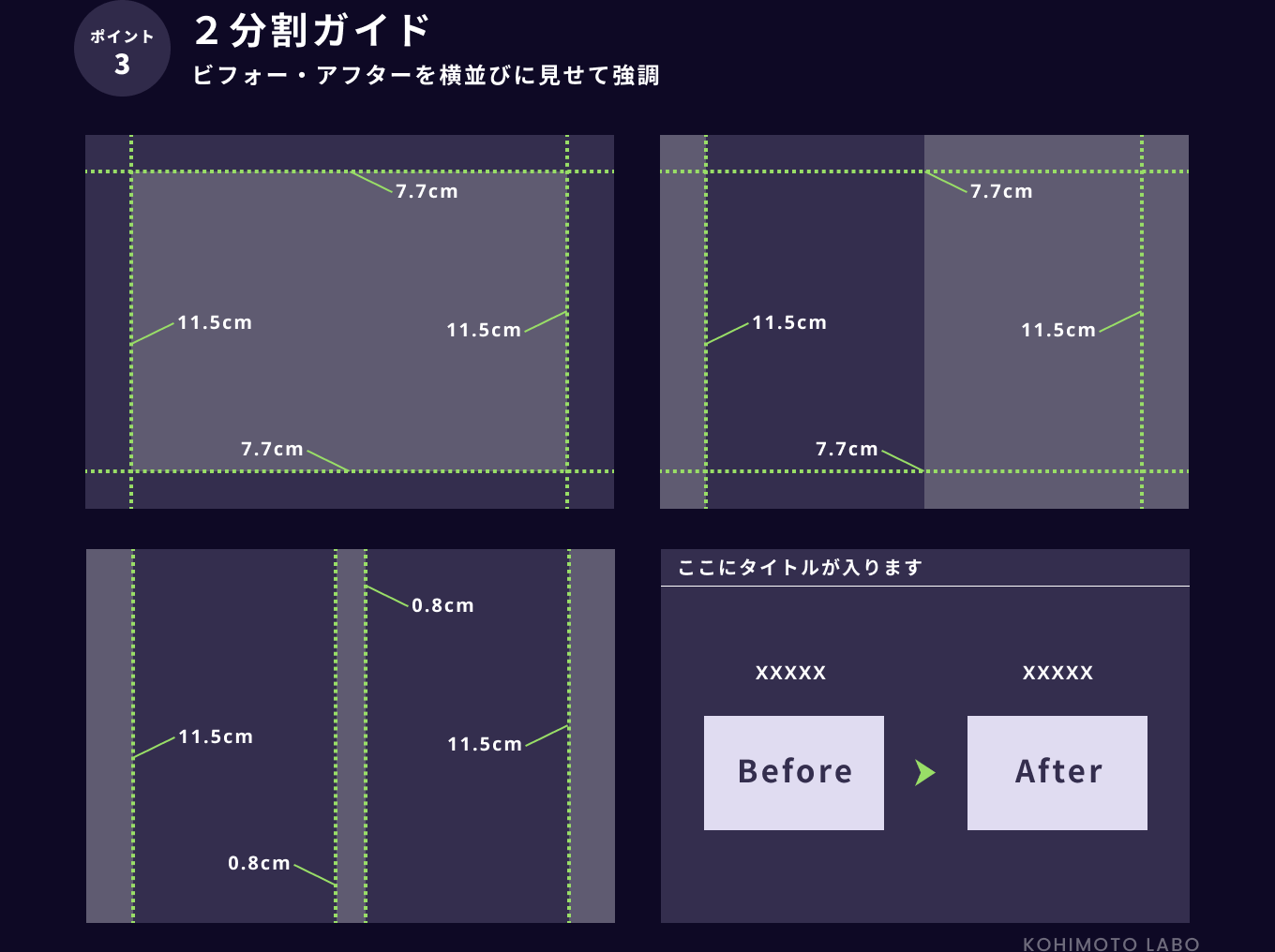 現役デザイナー直伝！パワポ資料作りの際にキレイにまとめる簡単なポイント　2分割ガイド