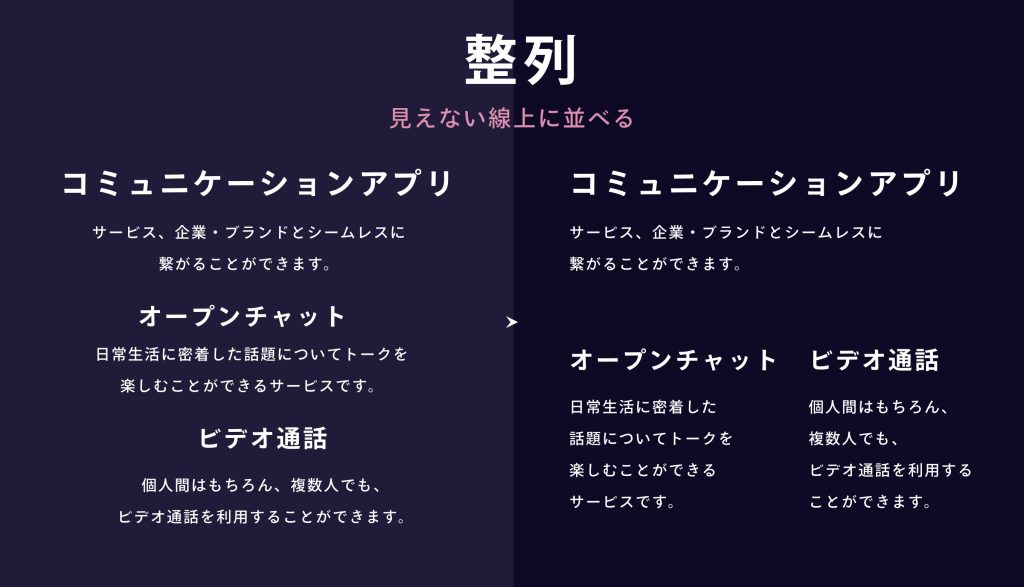 現役デザイナー直伝！パワポ資料作りの際にキレイにまとめる簡単なポイント　整列