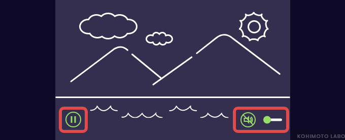 一時停止またはミュートボタンをつけるの説明図