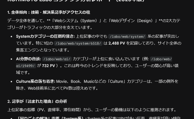 GA4データからをAIで解釈し、2026年の編集方針を導く🎄実際に行った年末のコンテンツ振り返りガイド